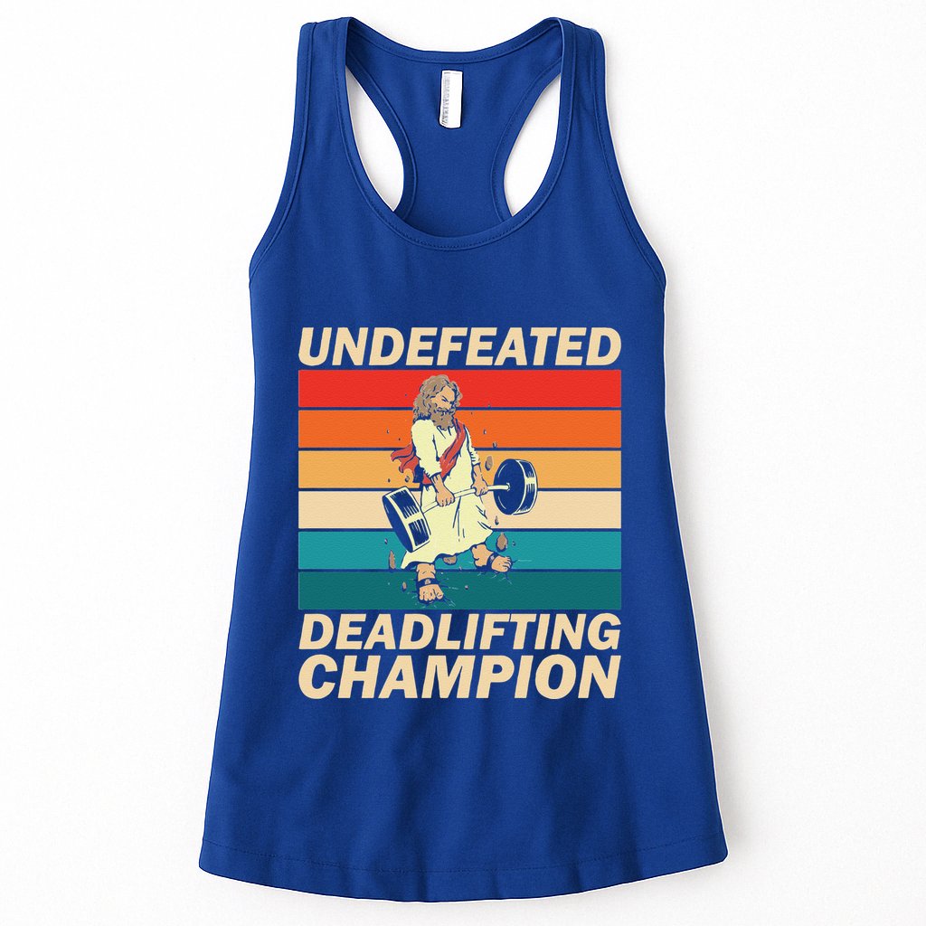 Jesus The Ultimate Deadlifter Funny Vintage Gym Christian Womens Tank Top