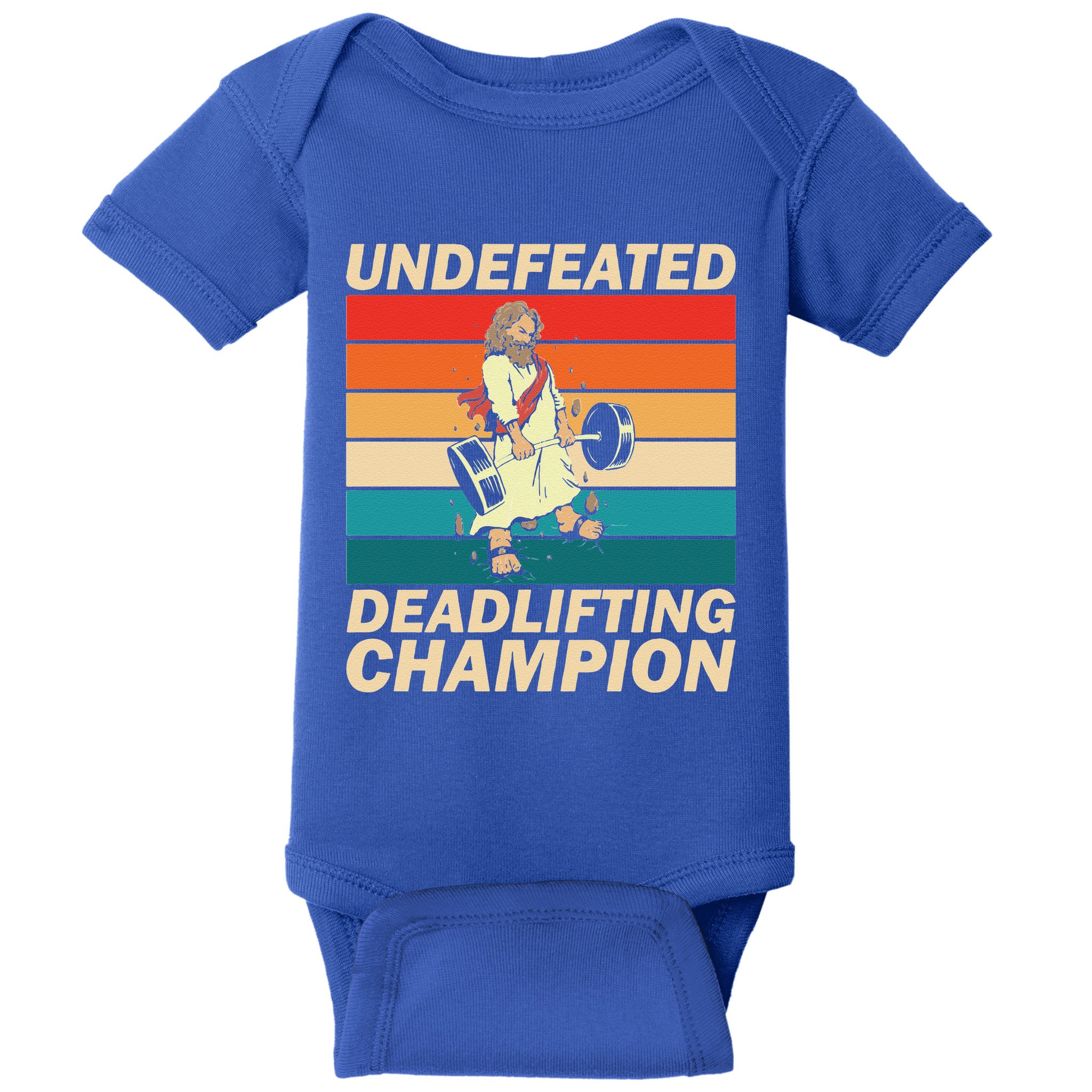 Jesus The Ultimate Deadlifter Funny Vintage Gym Christian Baby Bodysuit