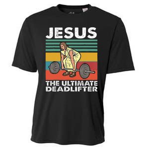 Jesus The Ultimate Deadlifter Funny Jesus Lifting Gym Cooling Performance Crew T-Shirt