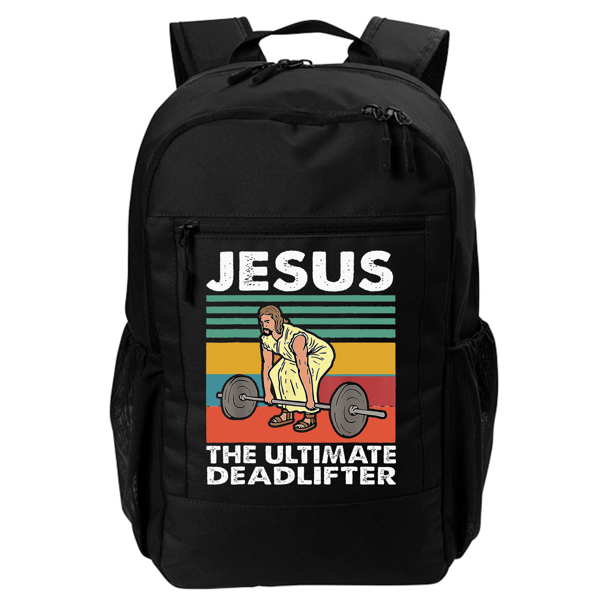 Jesus The Ultimate Deadlifter Funny Jesus Lifting Gym Backpack