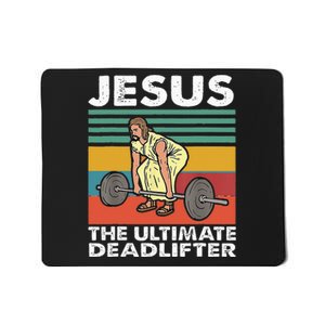 Jesus The Ultimate Deadlifter Funny Jesus Lifting Gym Mousepad