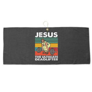 Jesus The Ultimate Deadlifter Funny Jesus Lifting Gym Large Microfiber Waffle Golf Towel