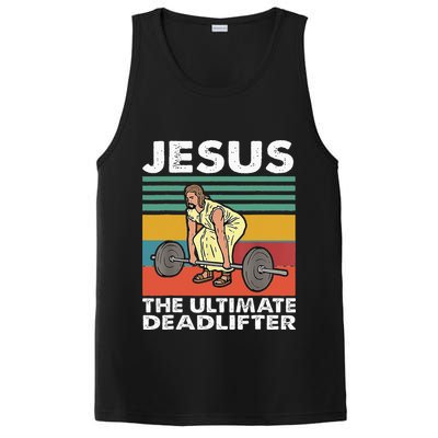 Jesus The Ultimate Deadlifter Funny Jesus Lifting Gym PosiCharge Competitor Tank