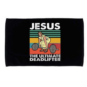 Jesus The Ultimate Deadlifter Funny Jesus Lifting Gym Microfiber Hand Towel