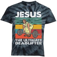 Jesus The Ultimate Deadlifter Funny Jesus Lifting Gym Kids Tie-Dye T-Shirt