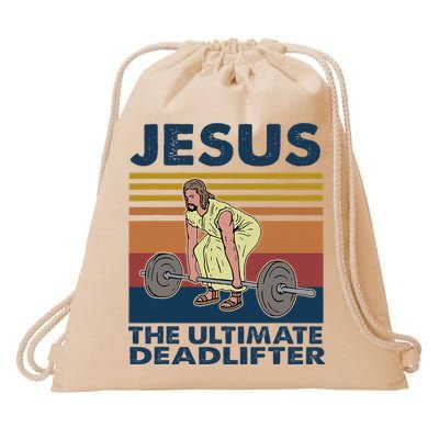 Jesus The Ultimate Deadlifter Funny Gym Bodybuliding Fitness Drawstring Bag
