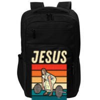 Jesus The Ultimate Deadlifter Funny Vintage Gym Christian Sweat Impact Tech Backpack