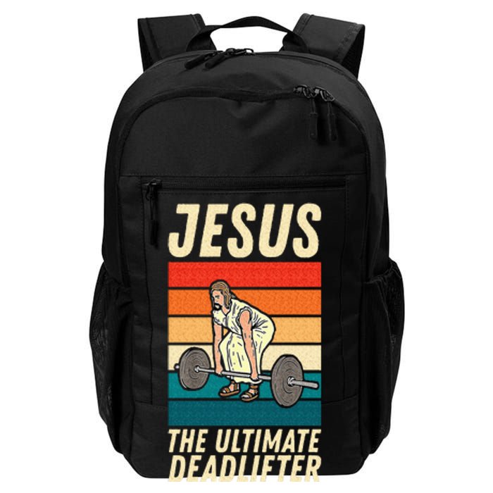 Jesus The Ultimate Deadlifter Funny Vintage Gym Christian Sweat Daily Commute Backpack