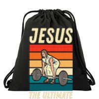 Jesus The Ultimate Deadlifter Funny Vintage Gym Christian Sweat Drawstring Bag