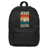 Jesus The Ultimate Deadlifter Funny Vintage Gym Christian Sweat 16 in Basic Backpack