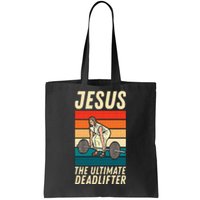 Jesus The Ultimate Deadlifter Funny Vintage Gym Christian Sweat Tote Bag