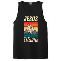 Jesus The Ultimate Deadlifter Funny Vintage Gym Christian Sweat PosiCharge Competitor Tank