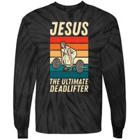 Jesus The Ultimate Deadlifter Funny Vintage Gym Christian Sweat Tie-Dye Long Sleeve Shirt