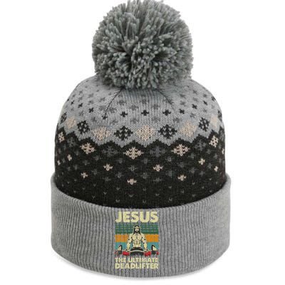 Jesus The Ultimate Deadlifter Funny Christian Workout Jesus Gift The Baniff Cuffed Pom Beanie