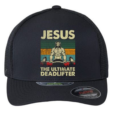 Jesus The Ultimate Deadlifter Funny Christian Workout Jesus Gift Flexfit Unipanel Trucker Cap