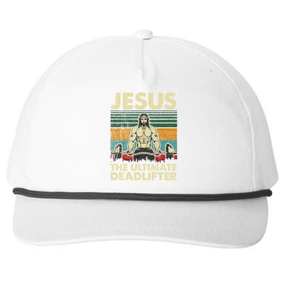 Jesus The Ultimate Deadlifter Funny Christian Workout Jesus Gift Snapback Five-Panel Rope Hat