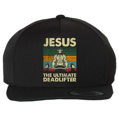 Jesus The Ultimate Deadlifter Funny Christian Workout Jesus Gift Wool Snapback Cap