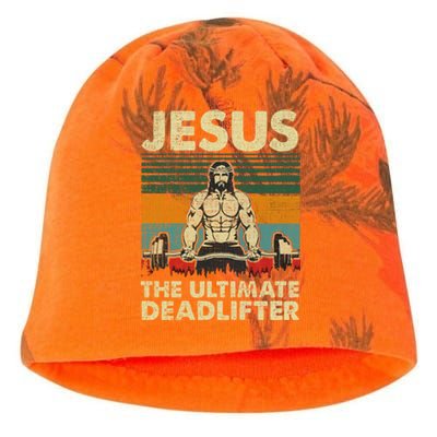 Jesus The Ultimate Deadlifter Funny Christian Workout Jesus Gift Kati - Camo Knit Beanie