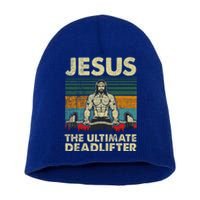 Jesus The Ultimate Deadlifter Funny Christian Workout Jesus Gift Short Acrylic Beanie