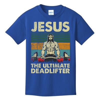 Jesus The Ultimate Deadlifter Funny Christian Workout Jesus Gift Kids T-Shirt