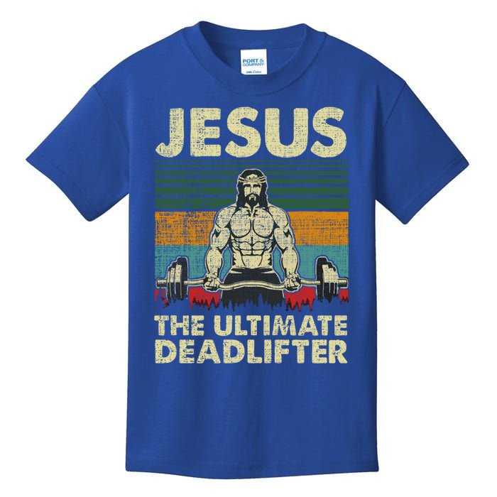 Jesus The Ultimate Deadlifter Funny Christian Workout Jesus Gift Kids T-Shirt