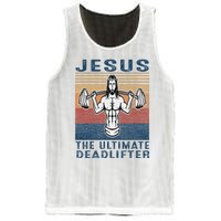 Jesus The Ultimate Deadlifter Gym Working Out Funny Vintage Mesh Reversible Basketball Jersey Tank