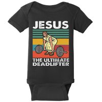 Jesus The Ultimate Deadlifter Funny Jesus Lifting Gym Baby Bodysuit