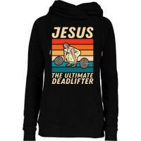 Jesus The Ultimate Deadlifter Funny Vintage Gym Christian Sweat Womens Funnel Neck Pullover Hood