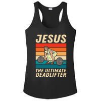 Jesus The Ultimate Deadlifter Funny Vintage Gym Christian Sweat Ladies PosiCharge Competitor Racerback Tank