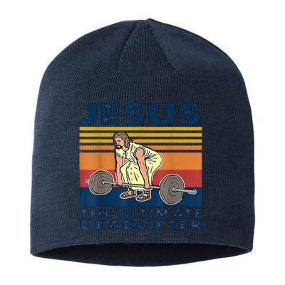 Jesus The Ultimate Deadlift Vintage Gift Sustainable Beanie