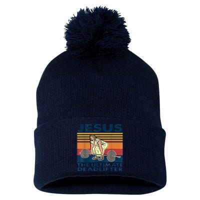 Jesus The Ultimate Deadlift Vintage Gift Pom Pom 12in Knit Beanie