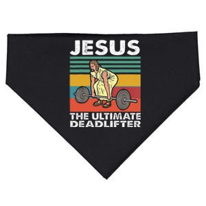 Jesus The Ultimate Deadlifter Funny Jesus Lifting Gym USA-Made Doggie Bandana