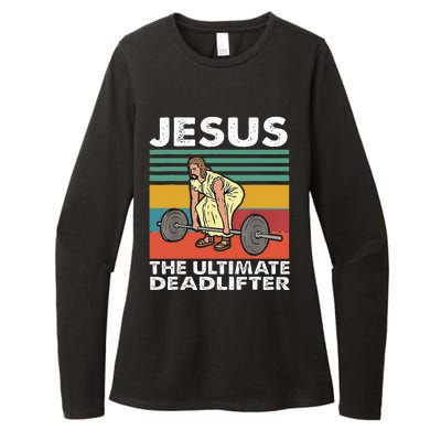 Jesus The Ultimate Deadlifter Funny Jesus Lifting Gym Womens CVC Long Sleeve Shirt