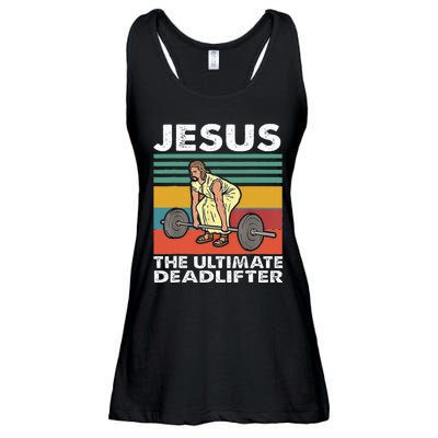 Jesus The Ultimate Deadlifter Funny Jesus Lifting Gym Ladies Essential Flowy Tank