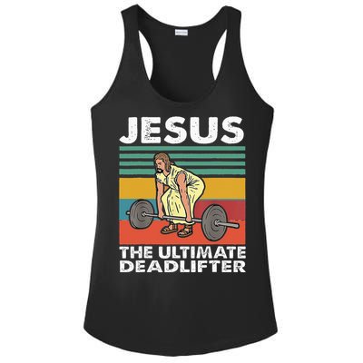 Jesus The Ultimate Deadlifter Funny Jesus Lifting Gym Ladies PosiCharge Competitor Racerback Tank