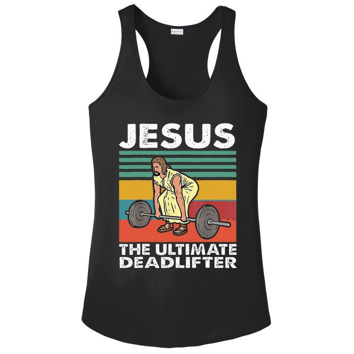 Jesus The Ultimate Deadlifter Funny Jesus Lifting Gym Ladies PosiCharge Competitor Racerback Tank