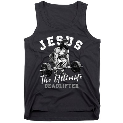 Jesus The Ultimate Deadlifter Funny Christian Workout Gym Tank Top