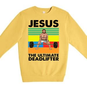 Jesus The Ultimate Deadlifter Fitness Humor Premium Crewneck Sweatshirt