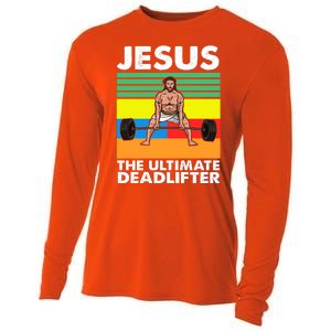 Jesus The Ultimate Deadlifter Fitness Humor Cooling Performance Long Sleeve Crew