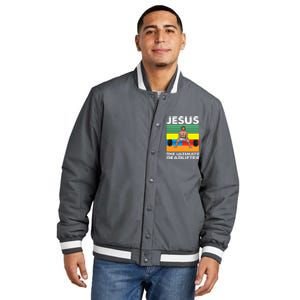 Jesus The Ultimate Deadlifter Fitness Humor Insulated Varsity Jacket