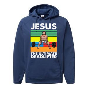 Jesus The Ultimate Deadlifter Fitness Humor Performance Fleece Hoodie