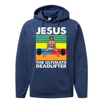 Jesus The Ultimate Deadlifter Fitness Humor Performance Fleece Hoodie