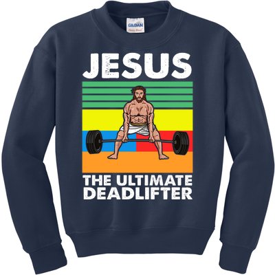 Jesus The Ultimate Deadlifter Fitness Humor Kids Sweatshirt