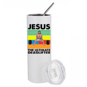 Jesus The Ultimate Deadlifter Fitness Humor Stainless Steel Tumbler