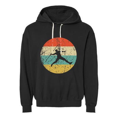 Javelin Throw Vintage Retro Track And Field Garment-Dyed Fleece Hoodie
