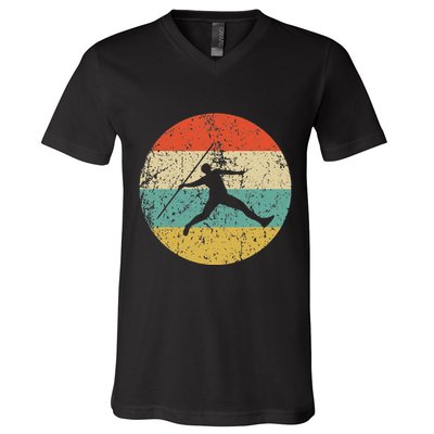 Javelin Throw Vintage Retro Track And Field V-Neck T-Shirt
