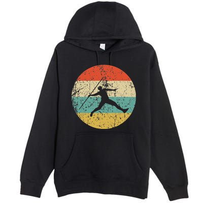 Javelin Throw Vintage Retro Track And Field Premium Pullover Hoodie