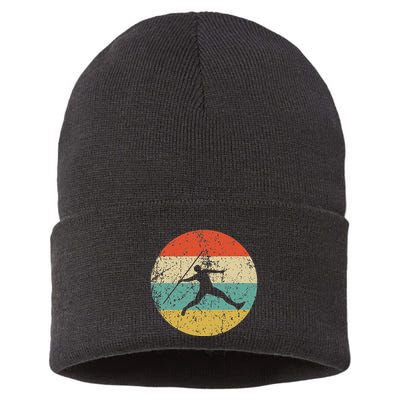 Javelin Throw Vintage Retro Track And Field Sustainable Knit Beanie