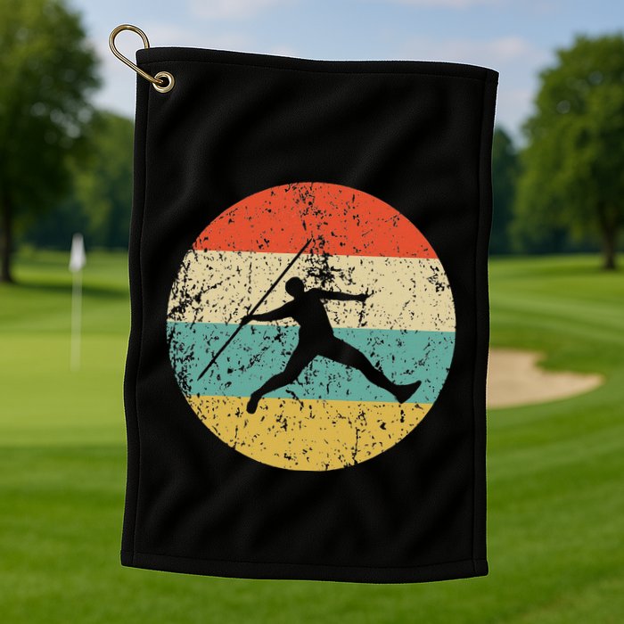 Javelin Throw Vintage Retro Track And Field Golf Towel