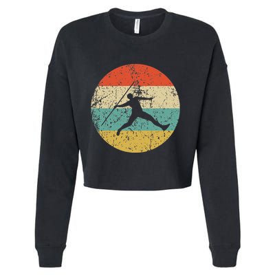 Javelin Throw Vintage Retro Track And Field Cropped Pullover Crew